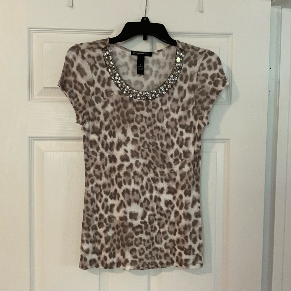 INC International Concepts Brown Leopard Print Top